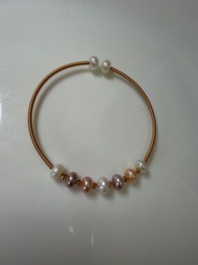 Pearl Accent Gold-Tone Coil Bracelet - Multicolor Pearls